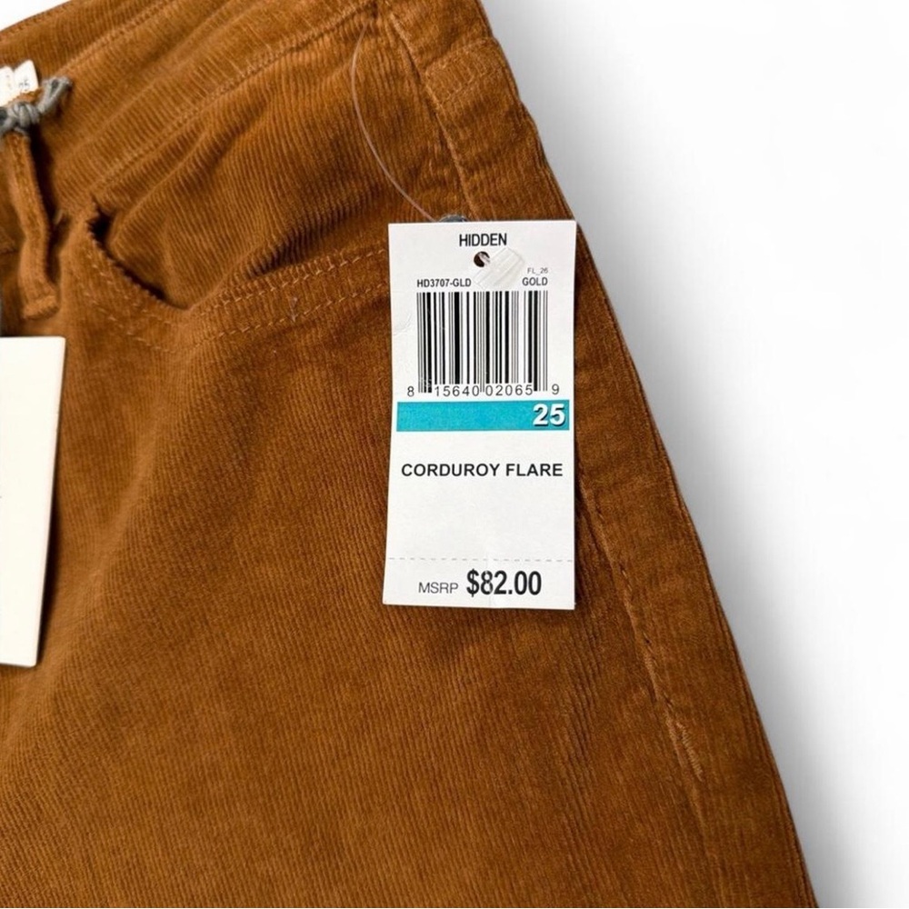 Size 25 HIDDEN Corduroy Flare Pants in Rust Camel Brown - Picture 4 of 8